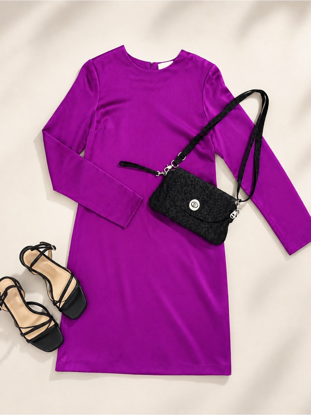 ADAM Adam Lippes Orchid Purple Satin Long Sleeve Sheath Dress Size 8